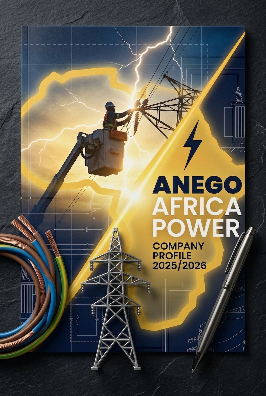 Anego Africa Power profile pages in a professional flatlay arrangement