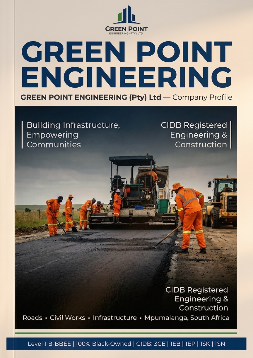 GreenPoint Engineering company profile document, LaTeX-typeset magazine-style layout