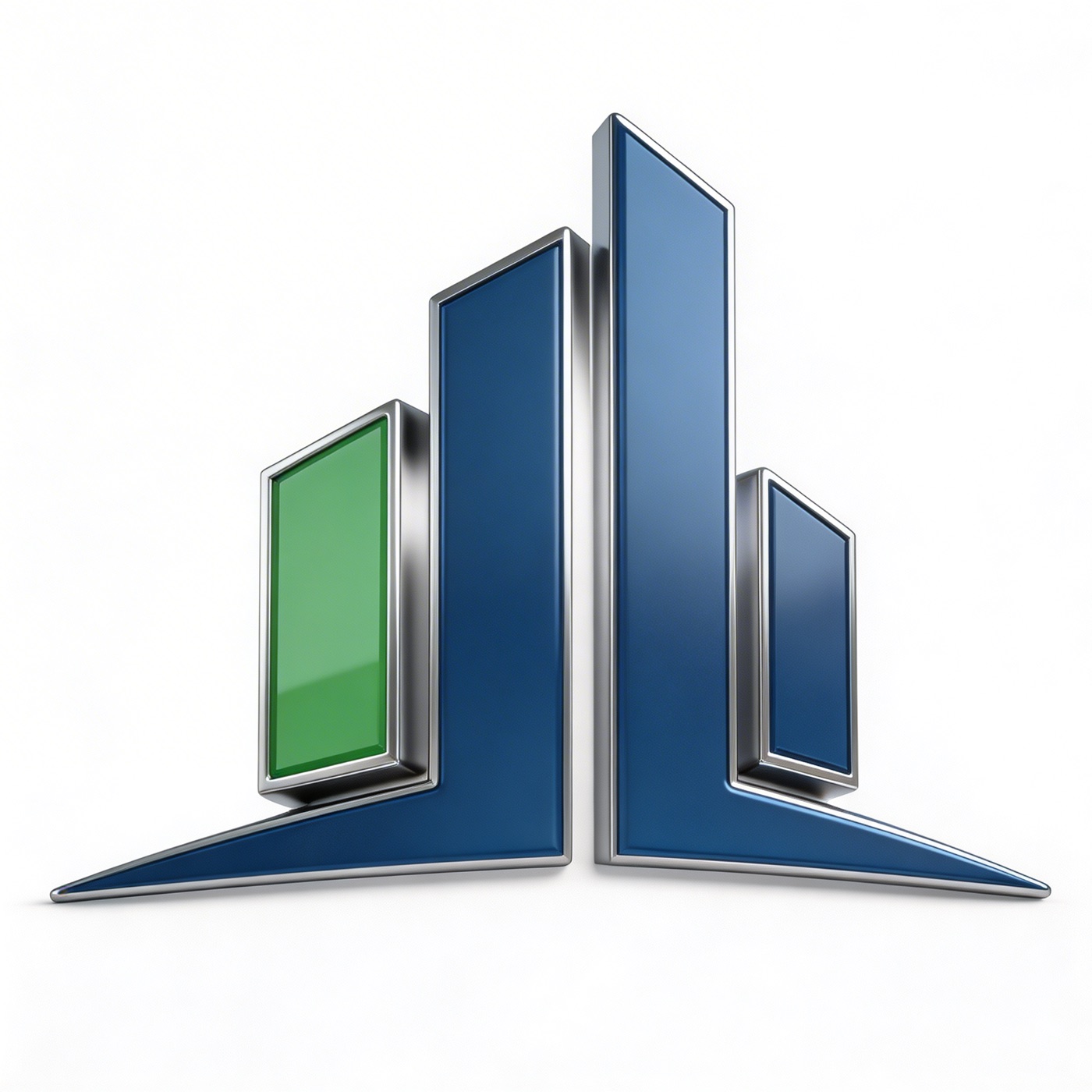 GreenPoint Engineering 3D logo render in chrome finish on clean background