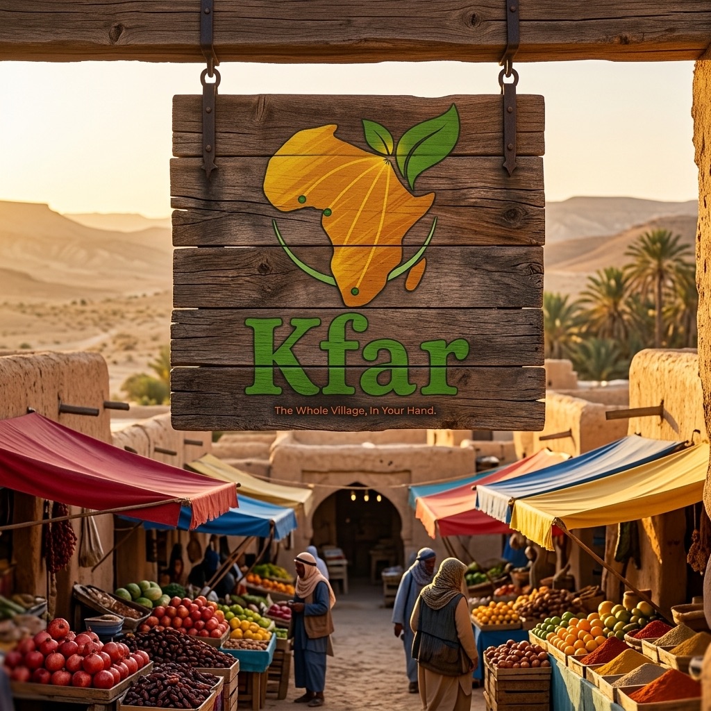 Kfar Marketplace signage at village market