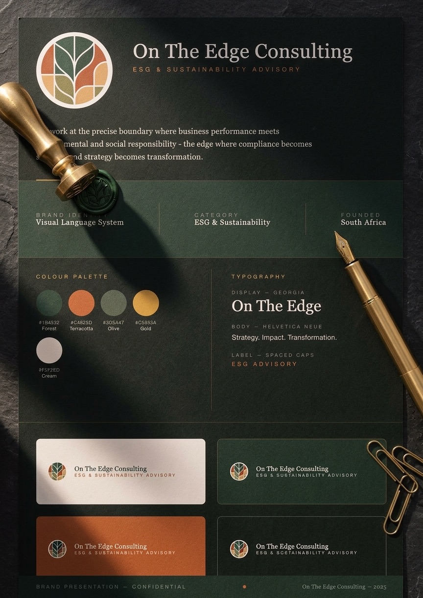 On The Edge brand materials in a professional flatlay